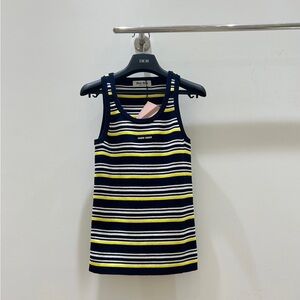 Miu Miu Navy and Yellow Striped Tank Top